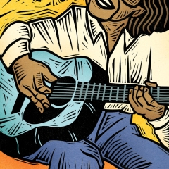 Etta Strumming Her Blue Guitar