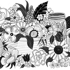 Basket of flowers and herbs Basket of flowers and herbs