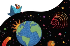 Blue Boat Home in Space