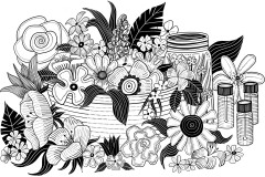 Basket of flowers and herbs Basket of flowers and herbs